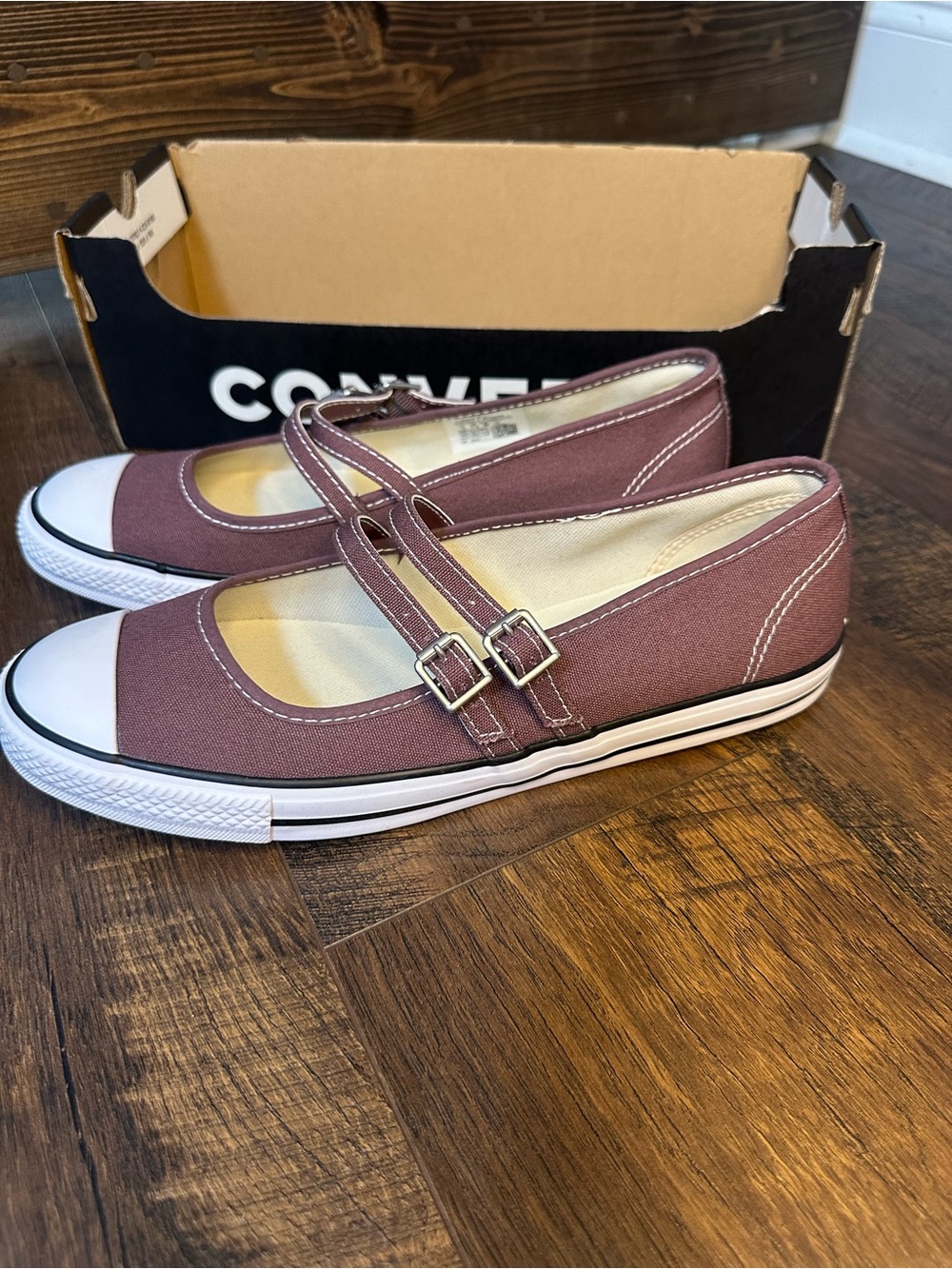 Converse Womens Mary Jane Double-Strap Sneakers in Mauve